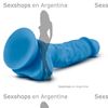 Dildo 7,5' con base de sopapa y testiculos azul